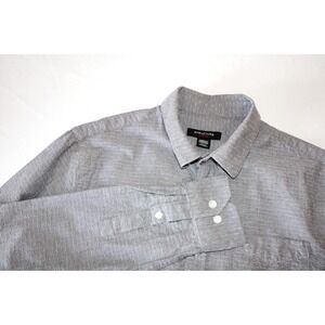 Structure Men's Textured Slim Fit Long Sleeve Button-Up Gray Collared Shirt Med